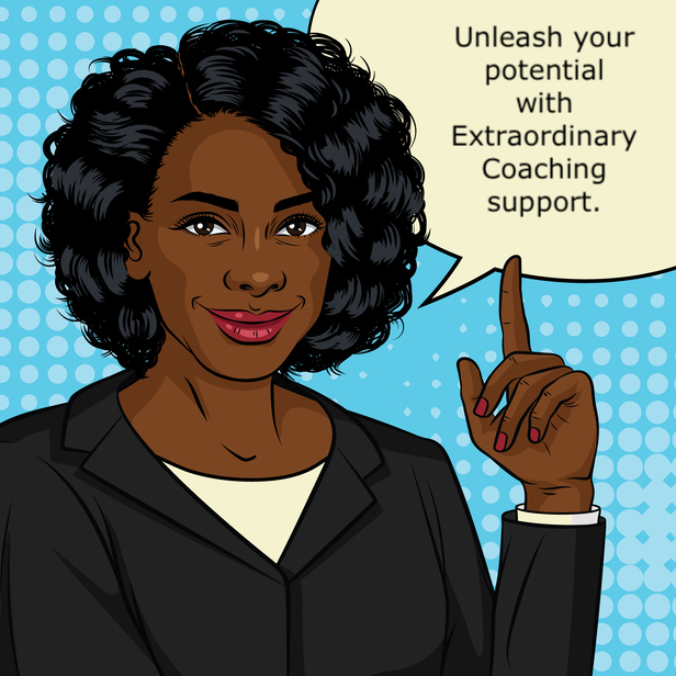 black woman coach illustration of coaching support