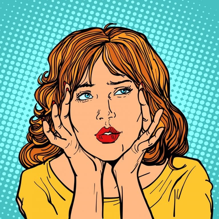 Red haired woman with stress headache