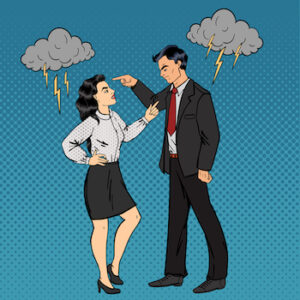 Angry couple pop art