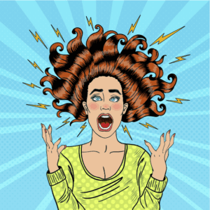 Frazzled upset woman popart character