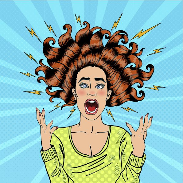 Frazzled upset woman popart character