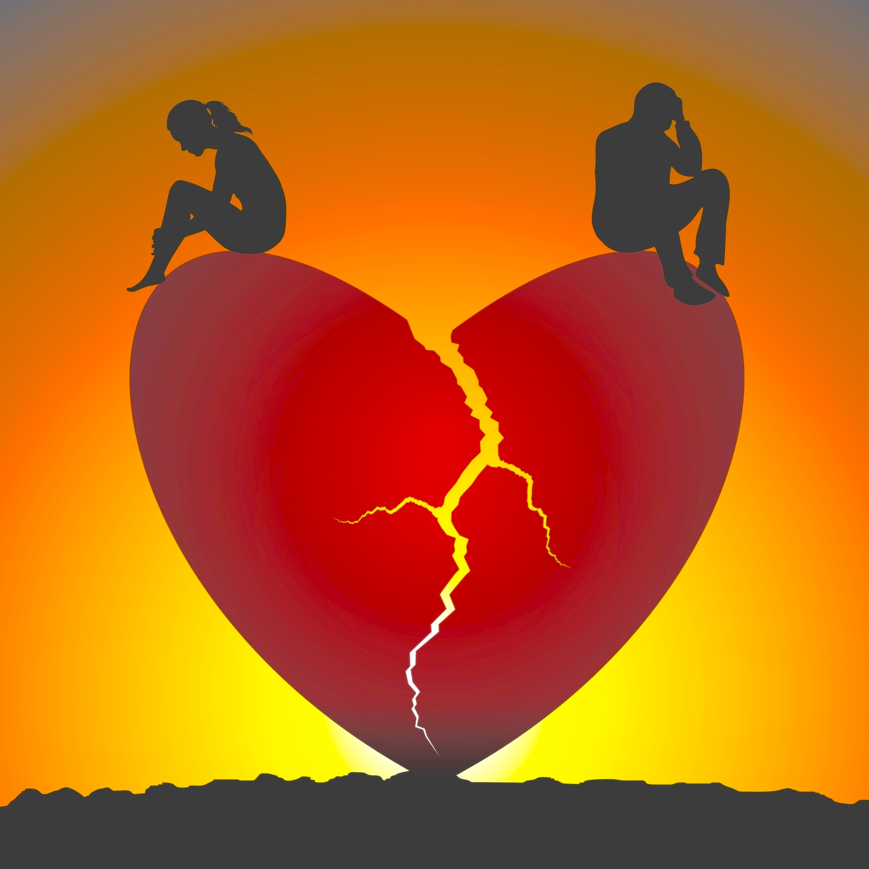 Couple with broken heart